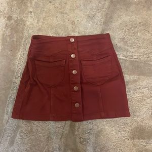 Forever 21 burgundy button up mini skirt
